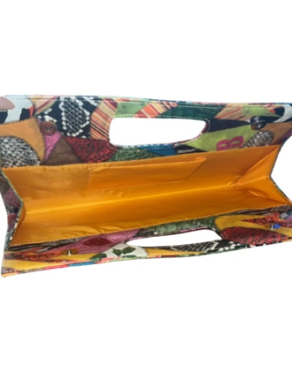 Vtg 80s 90s Multicolor Patchwork Envelope Clutch Purse Faux Snakeskin Boho NWOT